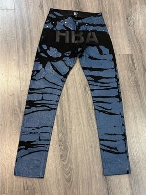Hood by Air Black & Blue “splatter” Skinny Jeans